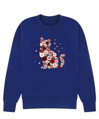Floral Cat Sweatshirt, Cat Lover Jumper, Flower Kitty Design, Cozy Sweater, Gift for Cat Mum, Sizes S–5XL
