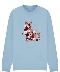 Floral Cat Sweatshirt, Cat Lover Jumper, Flower Kitty Design, Cozy Sweater, Gift for Cat Mum, Sizes S–5XL