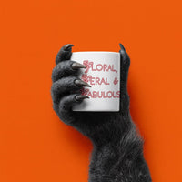 Floral Cat Mug, 'Floral Feral Fabulous' , Cat Lover Coffee Cup, Gift for Cat Mum