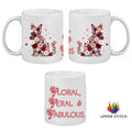 Floral Cat Mug, 'Floral Feral Fabulous' , Cat Lover Coffee Cup, Gift for Cat Mum