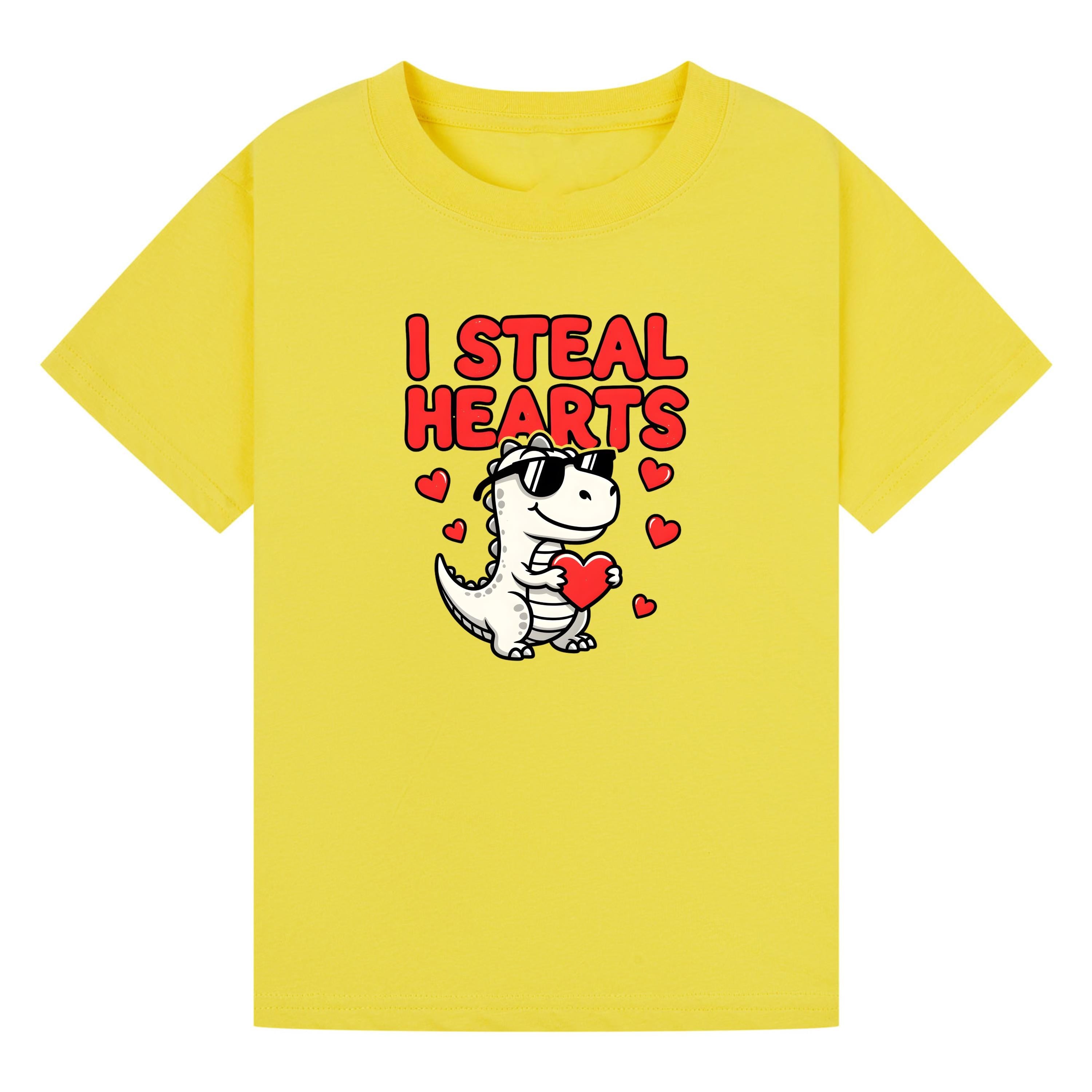 I Steal Hearts Kids T-Shirt | Cute Valentine Dinosaur Shirt | Boys & Girls Tee | Matching Family Outfit | Toddler to Adult Sizes