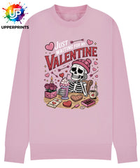 Funny Valentine's Sweatshirt - 'Just Waiting for My Valentine' Skeleton Graphic Tee, Perfect for Singles, Available in S to 5XL