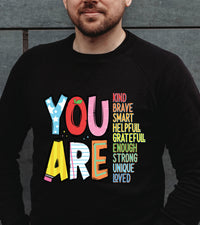 You Are Enough Affirmation Sweatshirt | Positive Message Jumper for Kids | Teacher & Mom Encouragement Top | Kindness Confidence Gift