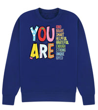 You Are Enough Affirmation Sweatshirt | Positive Message Jumper for Kids | Teacher & Mom Encouragement Top | Kindness Confidence Gift