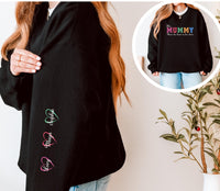 This Mummy Wears Her Heart on Her Sleeve – Personalised Mum Sweatshirt – Custom Names – Mother’s Day Gift