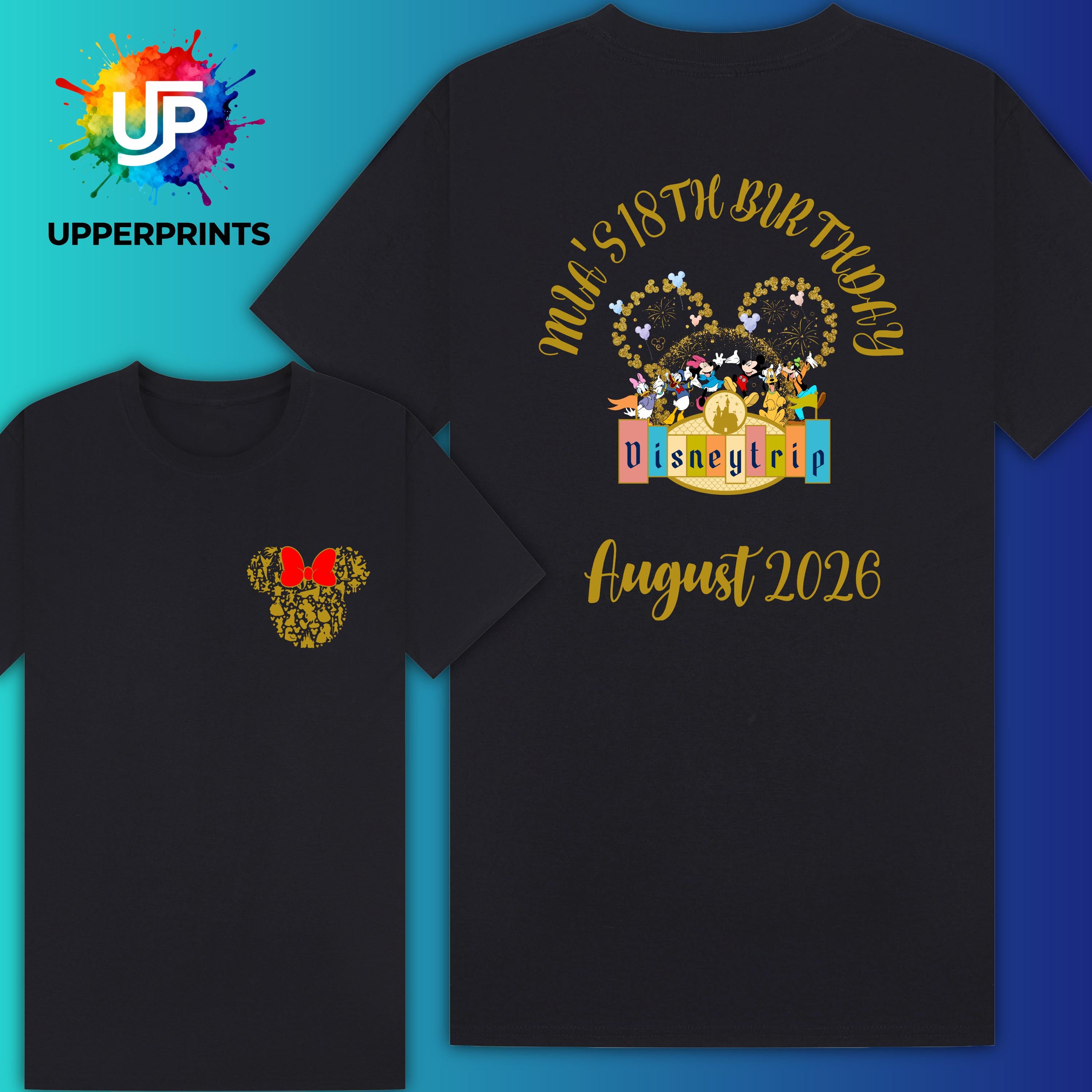 Personalised Disney Trip T-Shirts | Matching Family Disney Shirts | Custom Front & Back | Kids, Adults and Plus size | Disney Holiday Tee