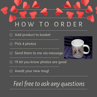 Personalised Valentine Photo Mug – Custom LOVE Mug with 4 Photos – Romantic Gift for Him or Her
