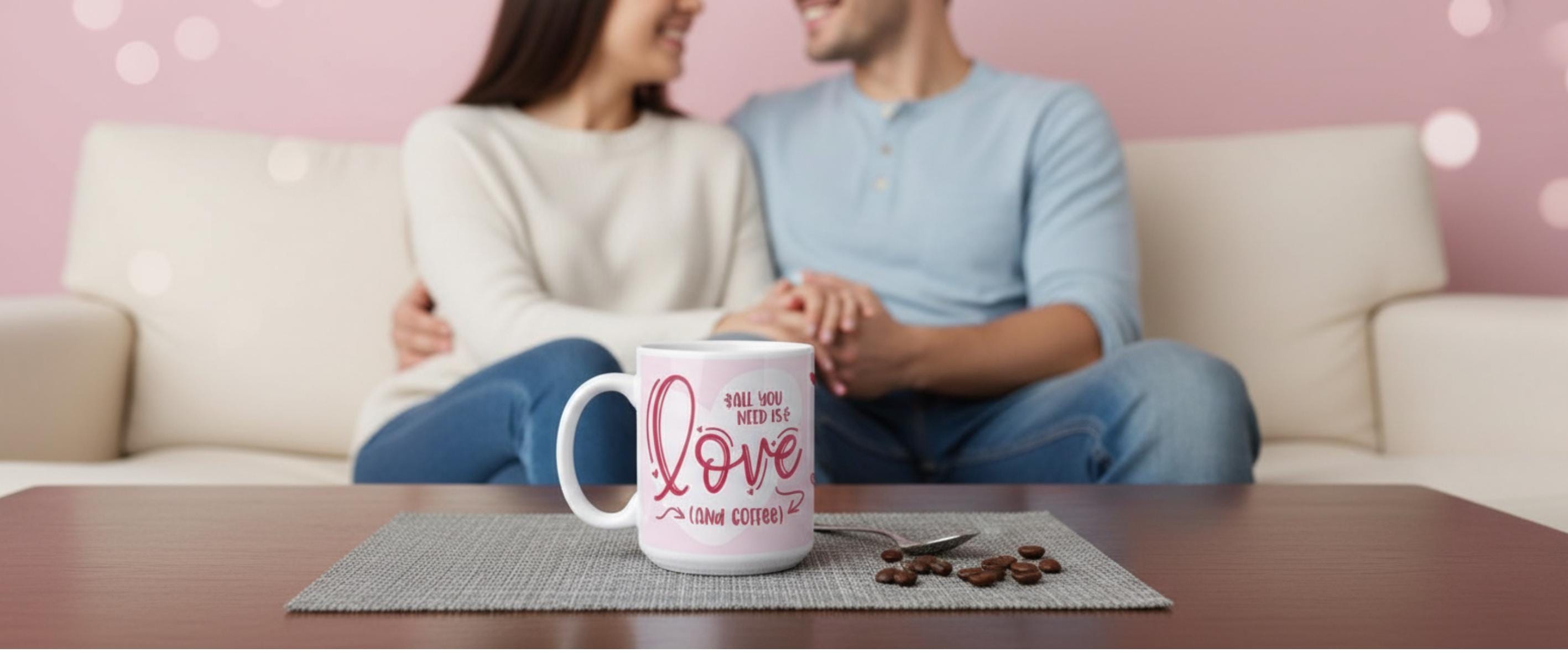 All You Need Is Love (And Coffee) Mug – Valentine’s Coffee Mug – Cute Love Quote Mug – 11oz Ceramic Mug