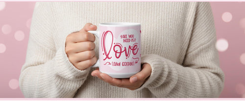 All You Need Is Love (And Coffee) Mug – Valentine’s Coffee Mug – Cute Love Quote Mug – 11oz Ceramic Mug