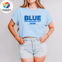 Blue 25th Anniversary Tour 2026 T-Shirt | Glitter Effect Print, Plus Size