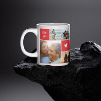 Personalised Valentine Photo Mug – Custom picture Mug with up to 8 Photos – Romantic Gift for Him or Her