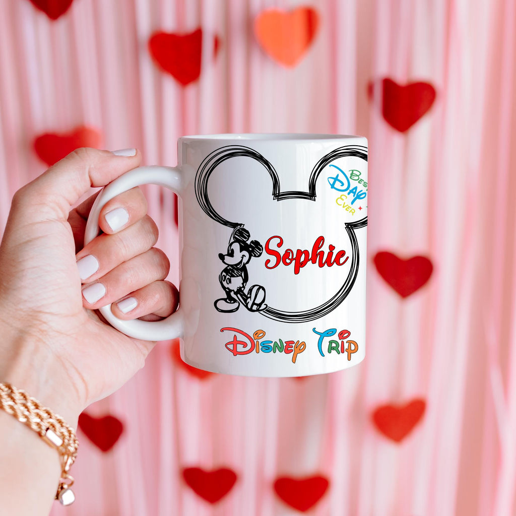 Personalised Disney Trip Mug | Custom Name Disney Inspired Coffee Cup | Fan Made Gift