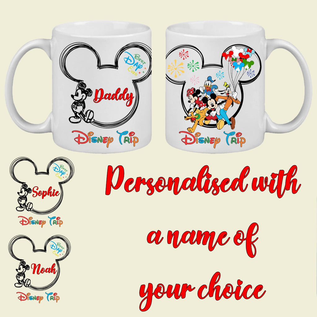Personalised Disney Trip Mug | Custom Name Disney Inspired Coffee Cup | Fan Made Gift