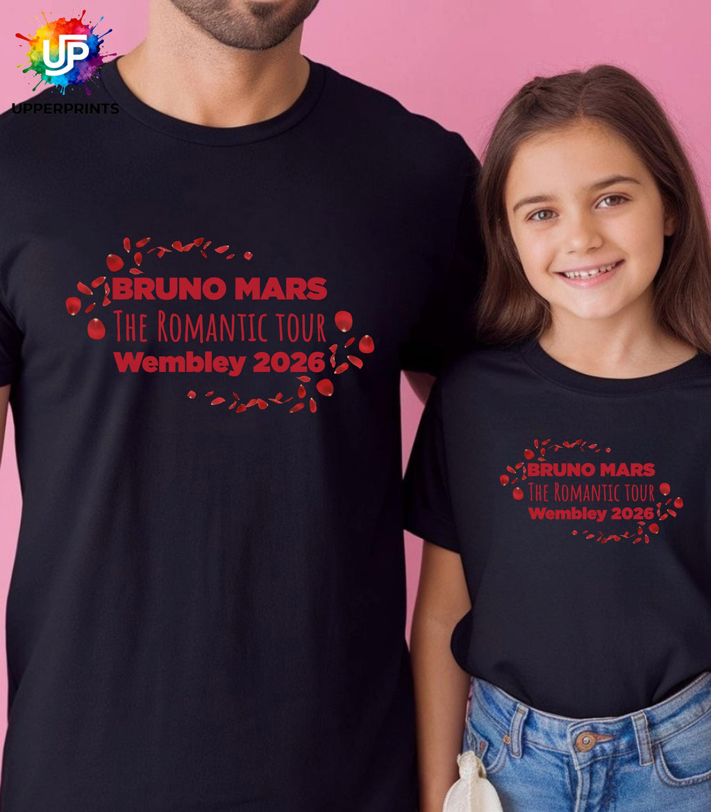 Bruno Mars The Romantic Tour Wembley 2026 T-Shirt | Unofficial Fan Merch | Unisex & Kids Concert Tee