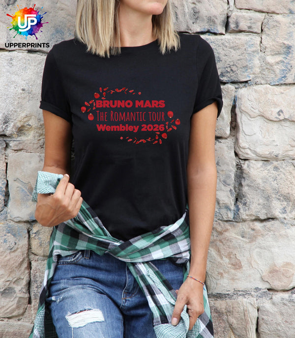 Bruno Mars The Romantic Tour Wembley 2026 T-Shirt | Unofficial Fan Merch | Unisex & Kids Concert Tee