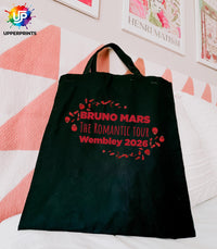 Bruno Mars Romantic Tour Wembley 2026 Tote Bag | Unofficial Fan Merch | Concert & Gig Shopper Bag