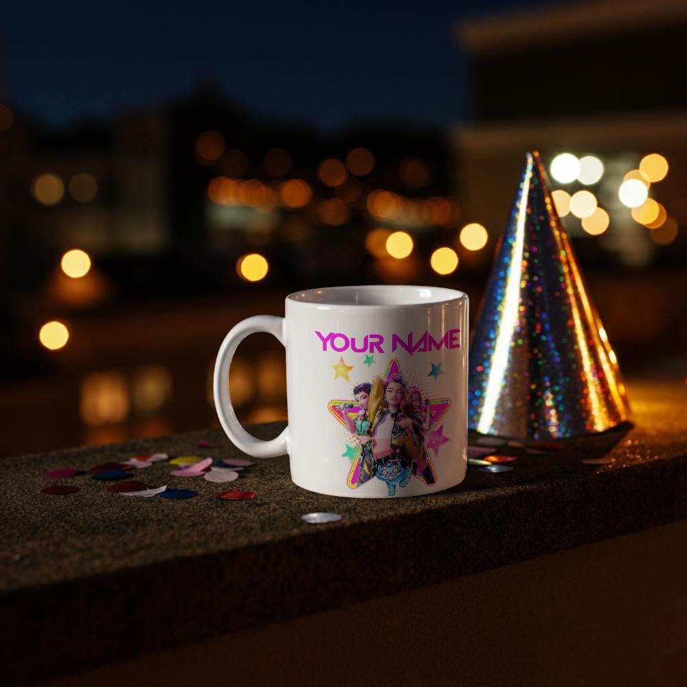 Custom K-Pop Demon Hunters Mug Huntrix Inspired | Personalised name cup | K-Pop Anime | Kids Gift