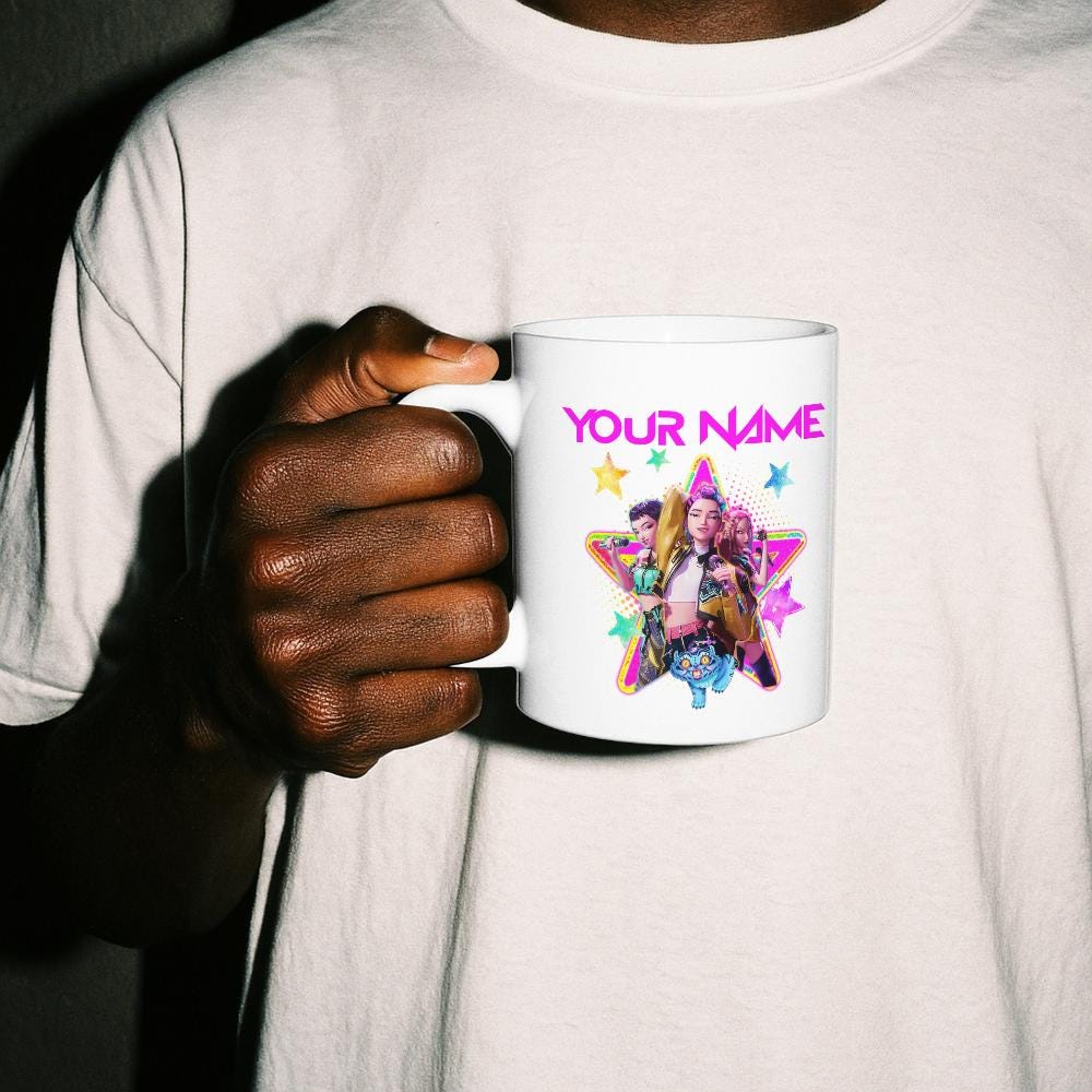 Custom K-Pop Demon Hunters Mug Huntrix Inspired | Personalised name cup | K-Pop Anime | Kids Gift