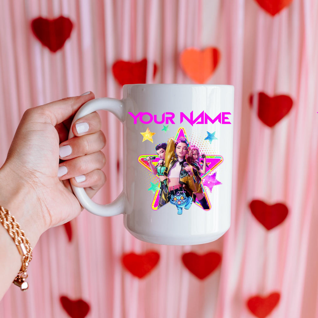 Custom K-Pop Demon Hunters Mug Huntrix Inspired | Personalised name cup | K-Pop Anime | Kids Gift