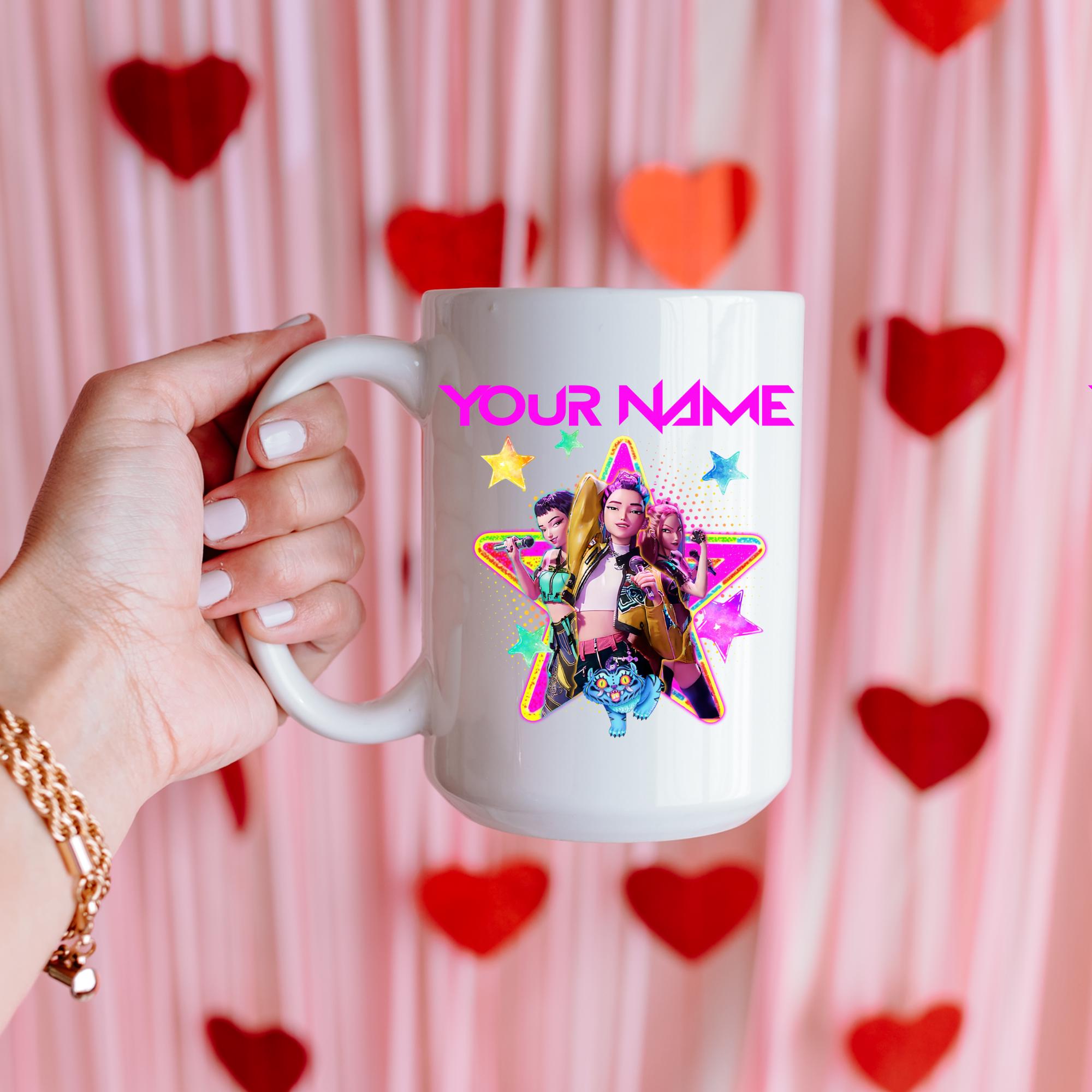 Custom K-Pop Demon Hunters Mug Huntrix Inspired | Personalised name cup | K-Pop Anime | Kids Gift