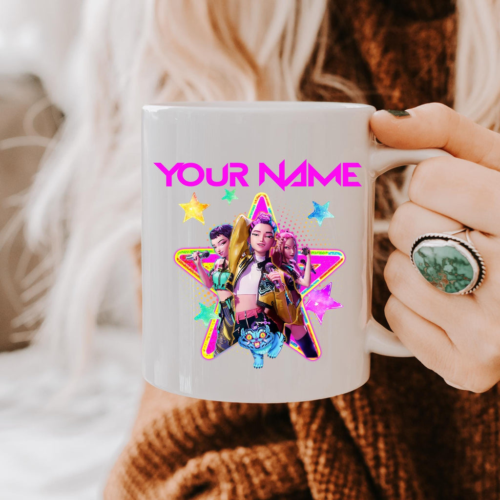 Custom K-Pop Demon Hunters Mug Huntrix Inspired | Personalised name cup | K-Pop Anime | Kids Gift