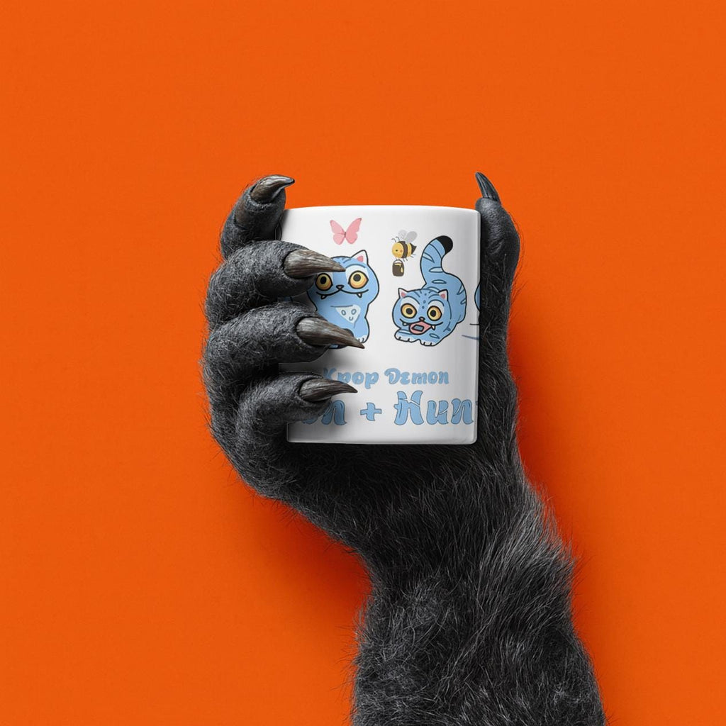 Kpop Demon Hunters Derpy tiger Mug – Blue cat 11oz cup for anime Fans & Cat Lovers