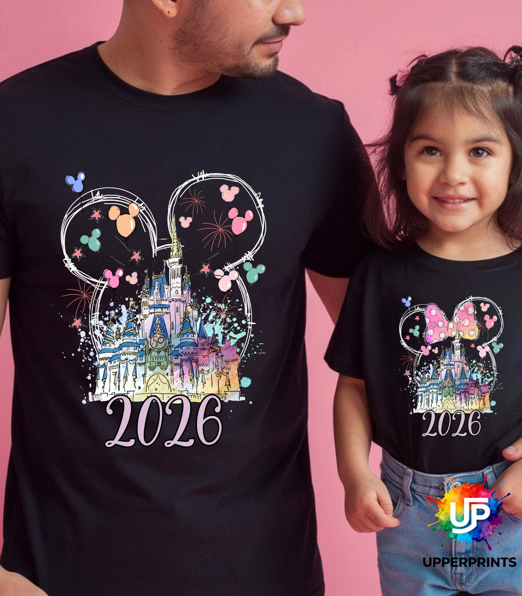 2026 Disney Trip Personalised T-Shirt | Mickey or Minnie Design | Matching Family & Group Shirts