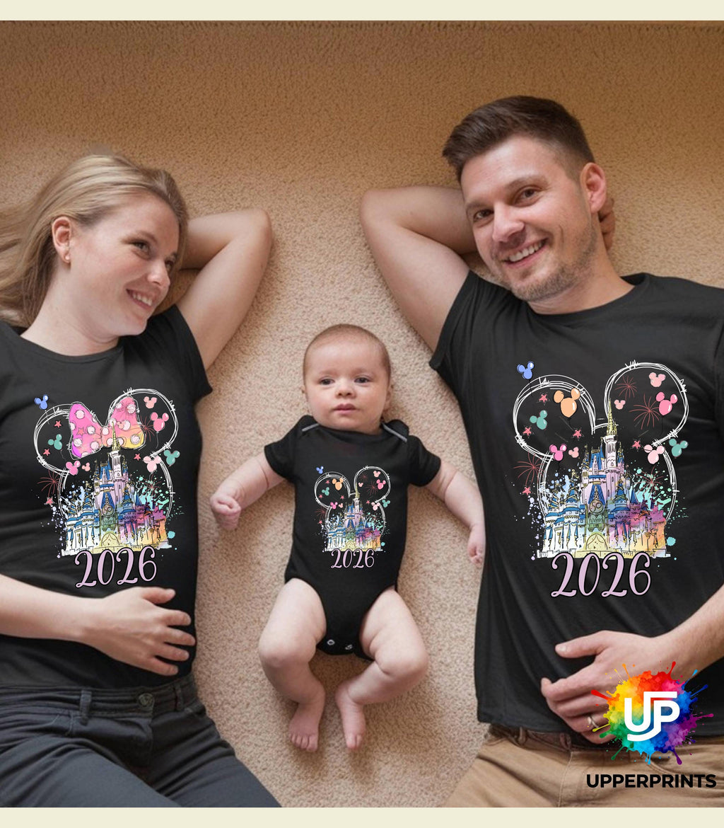 2026 Disney Trip Personalised T-Shirt | Mickey or Minnie Design | Matching Family & Group Shirts
