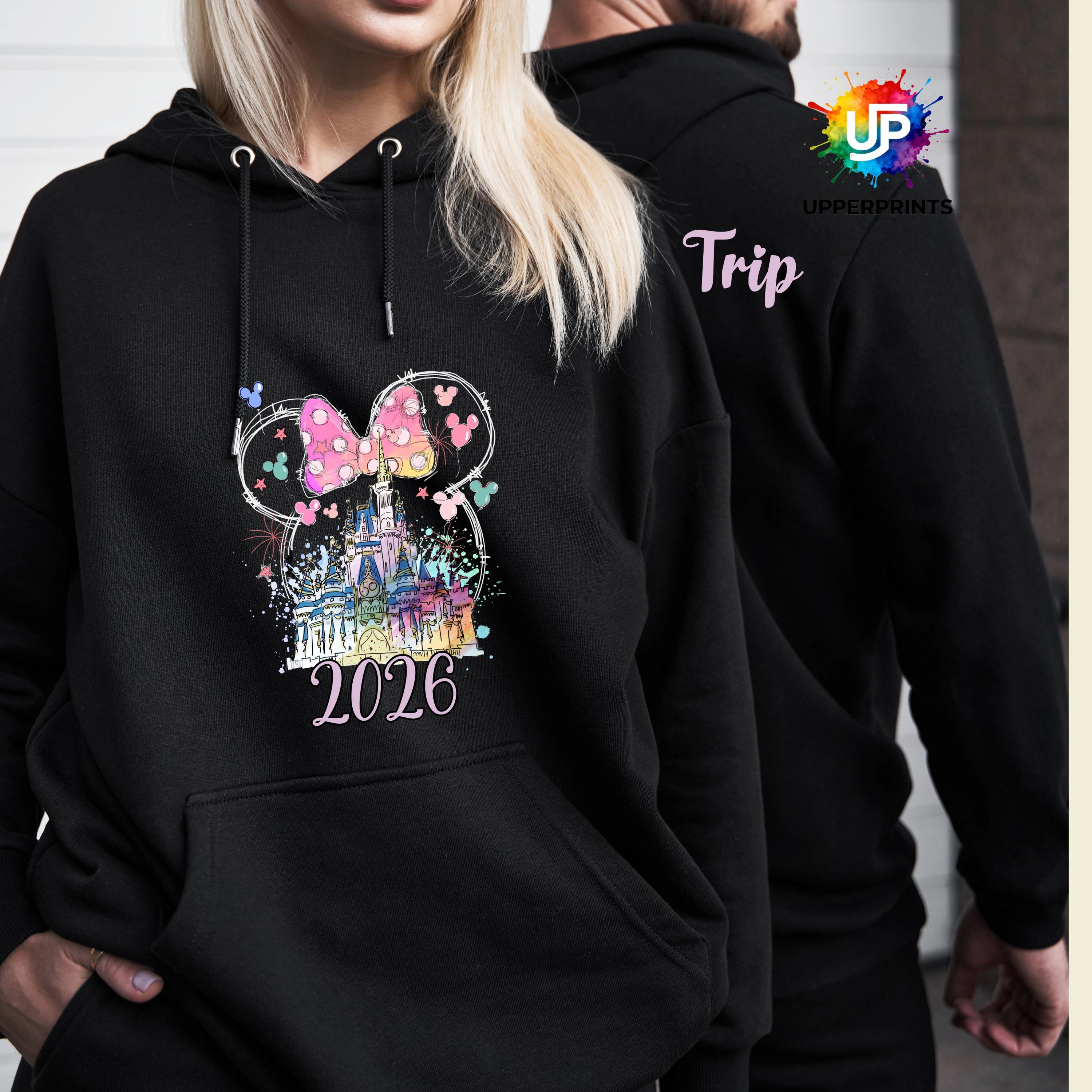 2026 Disney Trip Personalised Hoodie | Mickey or Minnie Design | Matching Family & Group tops
