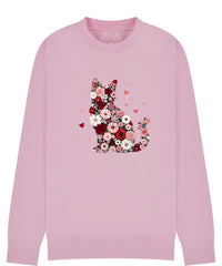 Floral Cat Sweatshirt, Cat Lover Jumper, Flower Kitty Design, Cozy Sweater, Gift for Cat Mum, Sizes S–5XL