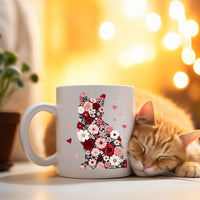 Floral Cat Mug, 'Floral Feral Fabulous' , Cat Lover Coffee Cup, Gift for Cat Mum