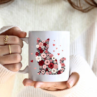 Floral Cat Mug, 'Floral Feral Fabulous' , Cat Lover Coffee Cup, Gift for Cat Mum