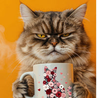 Floral Cat Mug, 'Floral Feral Fabulous' , Cat Lover Coffee Cup, Gift for Cat Mum