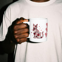 Floral Cat Mug, 'Floral Feral Fabulous' , Cat Lover Coffee Cup, Gift for Cat Mum