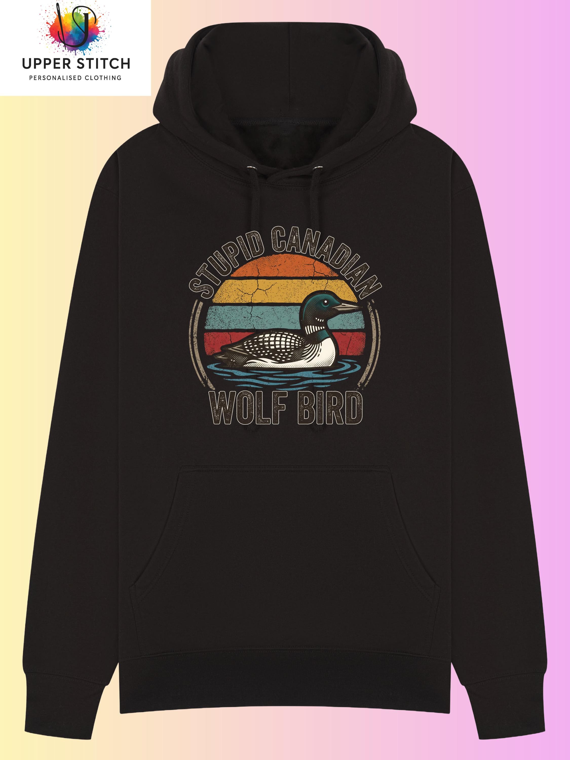 Stupid Canadian Wolf Bird Hoodie | BookTok Hockey Romance Fandom