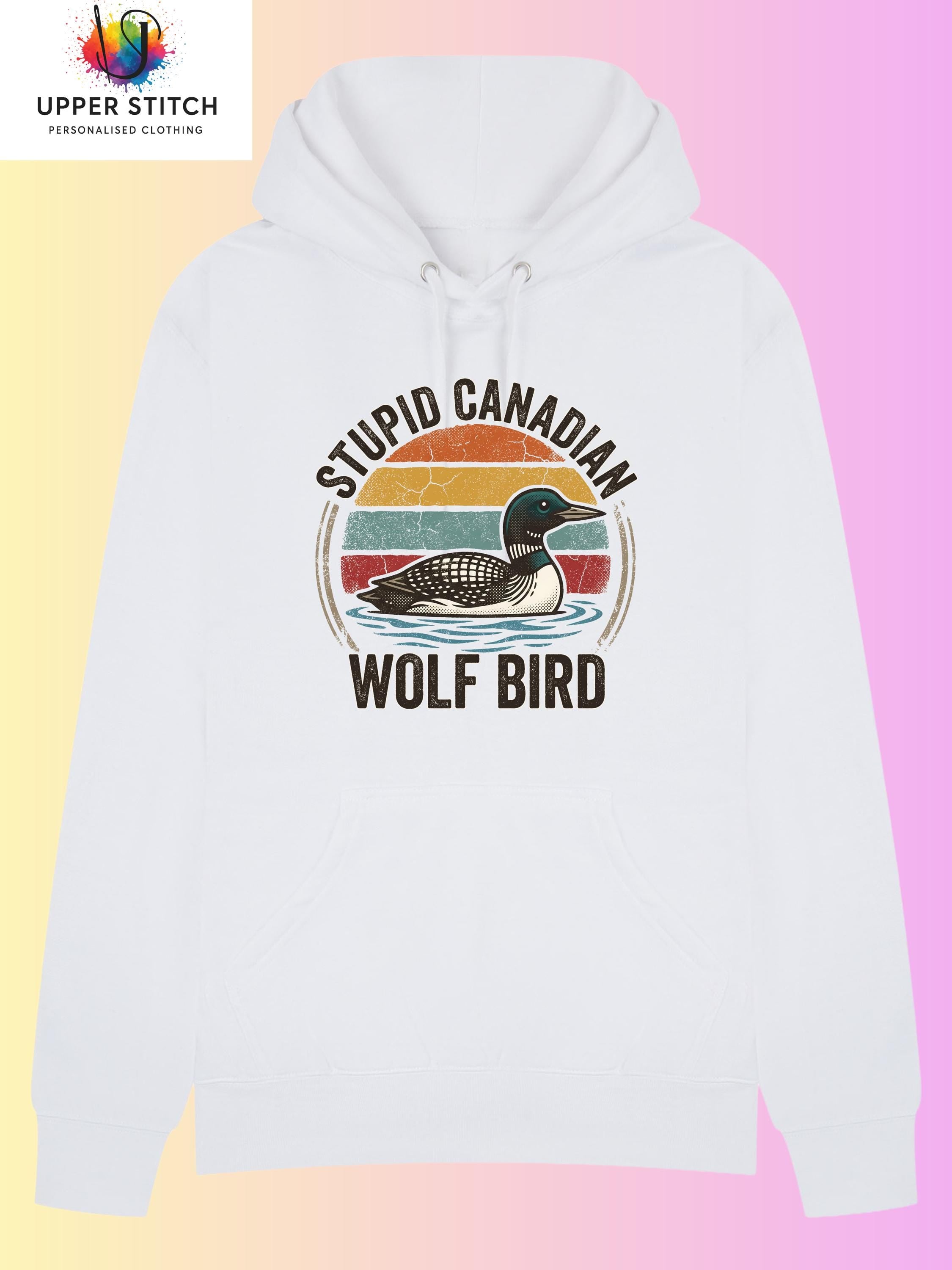 Stupid Canadian Wolf Bird Hoodie | BookTok Hockey Romance Fandom