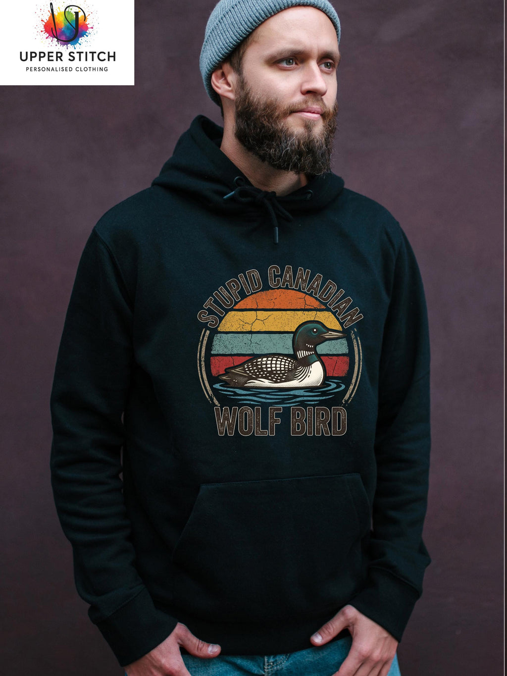 Stupid Canadian Wolf Bird Hoodie | BookTok Hockey Romance Fandom