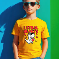 I Steal Hearts Kids T-Shirt | Cute Valentine Dinosaur Shirt | Boys & Girls Tee | Matching Family Outfit | Toddler to Adult Sizes