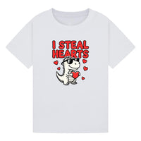 I Steal Hearts Kids T-Shirt | Cute Valentine Dinosaur Shirt | Boys & Girls Tee | Matching Family Outfit | Toddler to Adult Sizes