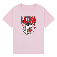 I Steal Hearts Kids T-Shirt | Cute Valentine Dinosaur Shirt | Boys & Girls Tee | Matching Family Outfit | Toddler to Adult Sizes