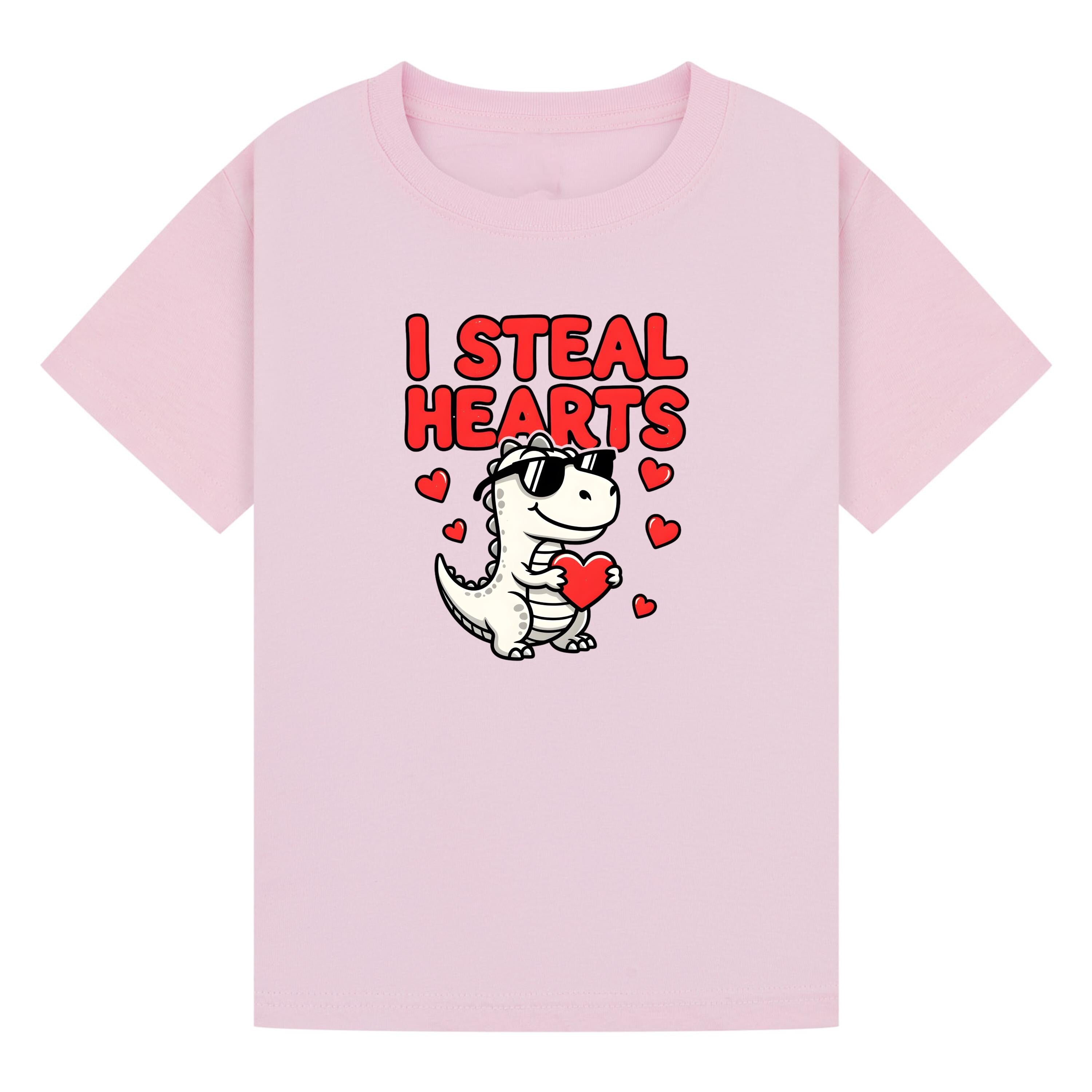 I Steal Hearts Kids T-Shirt | Cute Valentine Dinosaur Shirt | Boys & Girls Tee | Matching Family Outfit | Toddler to Adult Sizes