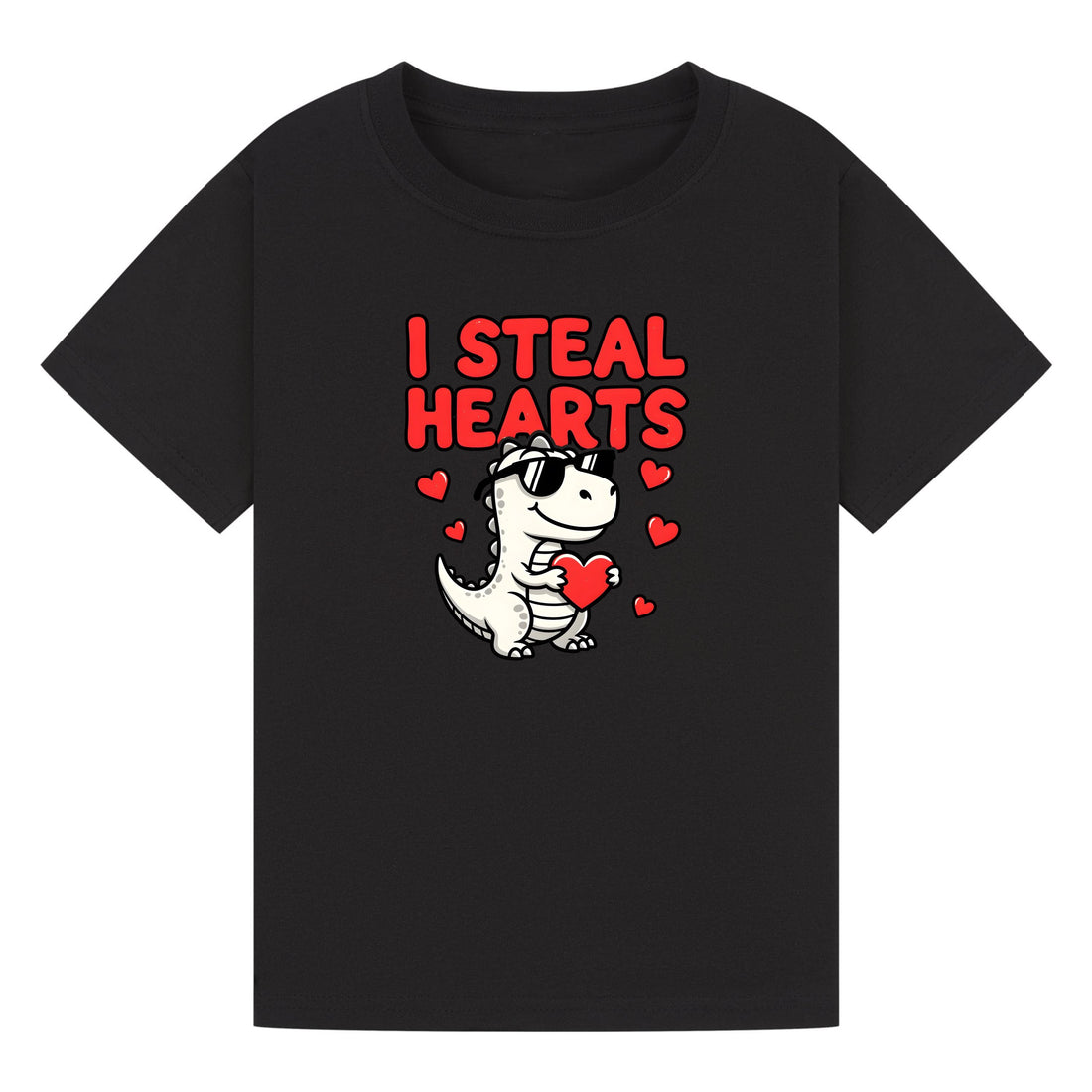 I Steal Hearts Kids T-Shirt | Cute Valentine Dinosaur Shirt | Boys & Girls Tee | Matching Family Outfit | Toddler to Adult Sizes