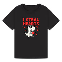 I Steal Hearts Kids T-Shirt | Cute Valentine Dinosaur Shirt | Boys & Girls Tee | Matching Family Outfit | Toddler to Adult Sizes
