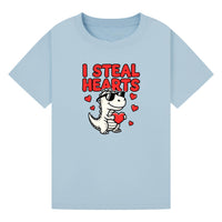I Steal Hearts Kids T-Shirt | Cute Valentine Dinosaur Shirt | Boys & Girls Tee | Matching Family Outfit | Toddler to Adult Sizes