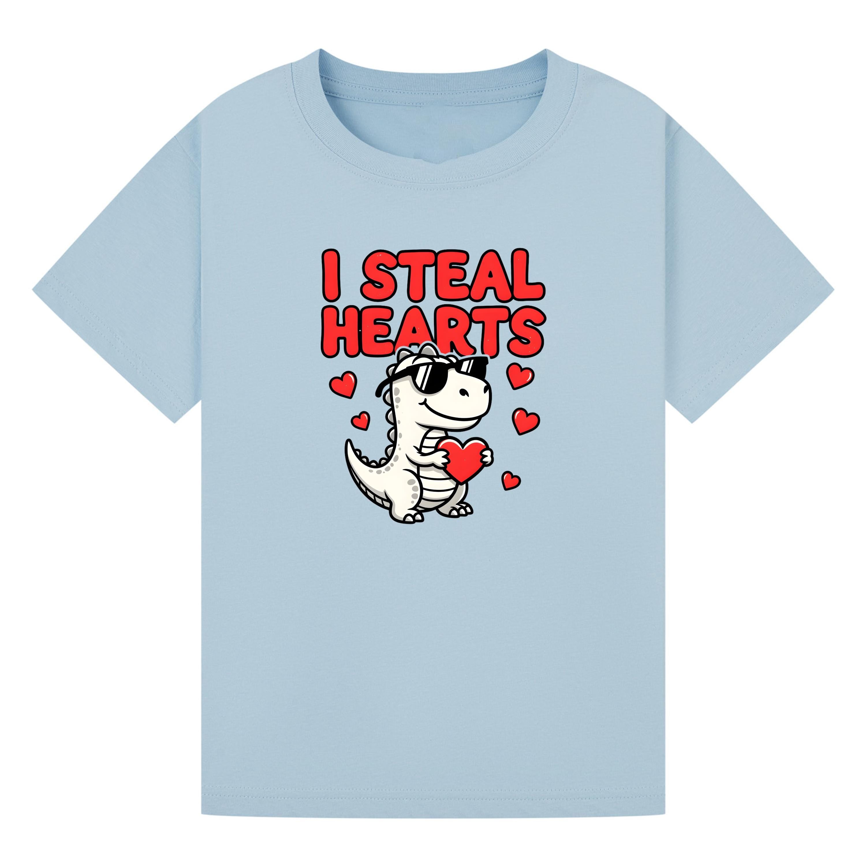 I Steal Hearts Kids T-Shirt | Cute Valentine Dinosaur Shirt | Boys & Girls Tee | Matching Family Outfit | Toddler to Adult Sizes