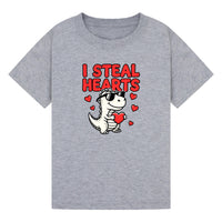 I Steal Hearts Kids T-Shirt | Cute Valentine Dinosaur Shirt | Boys & Girls Tee | Matching Family Outfit | Toddler to Adult Sizes