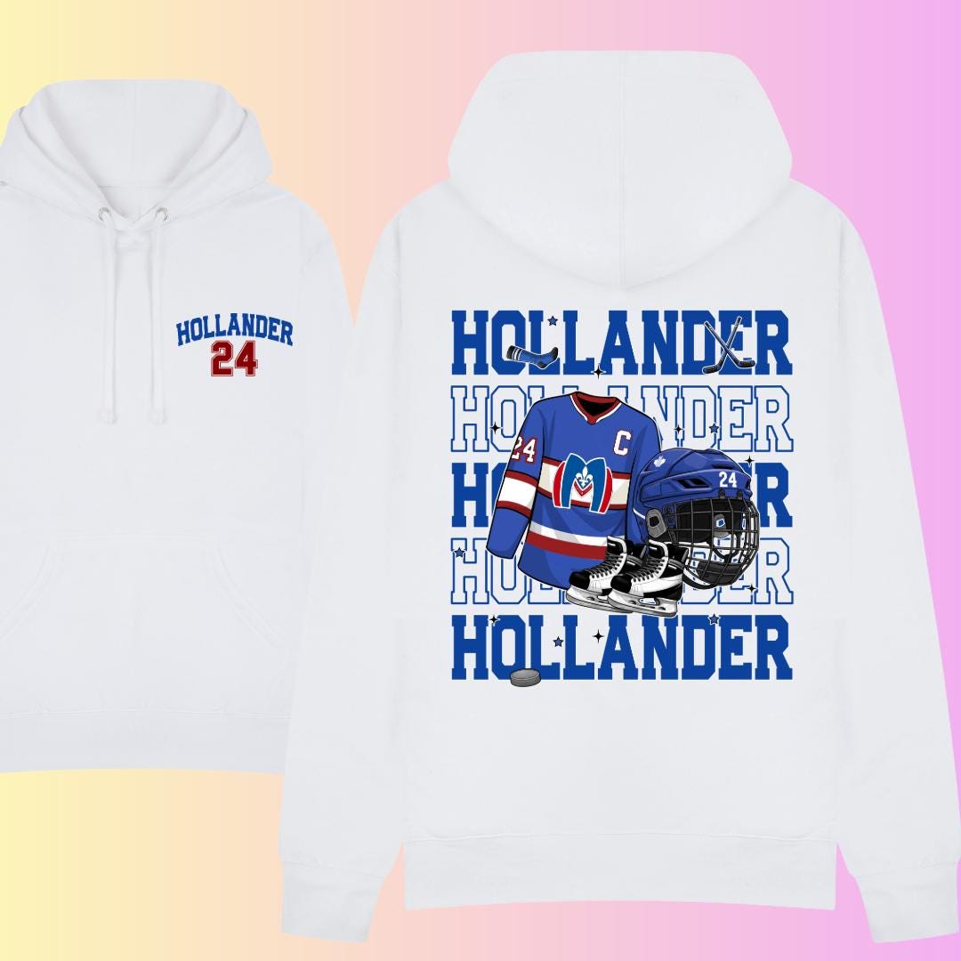 Hollander 24 Hockey Fan Art Hoodie | Unisex Sports Sweatshirt