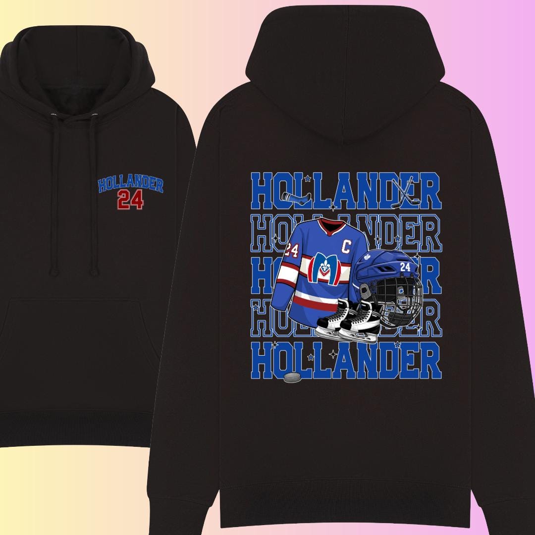 Hollander 24 Hockey Fan Art Hoodie | Unisex Sports Sweatshirt