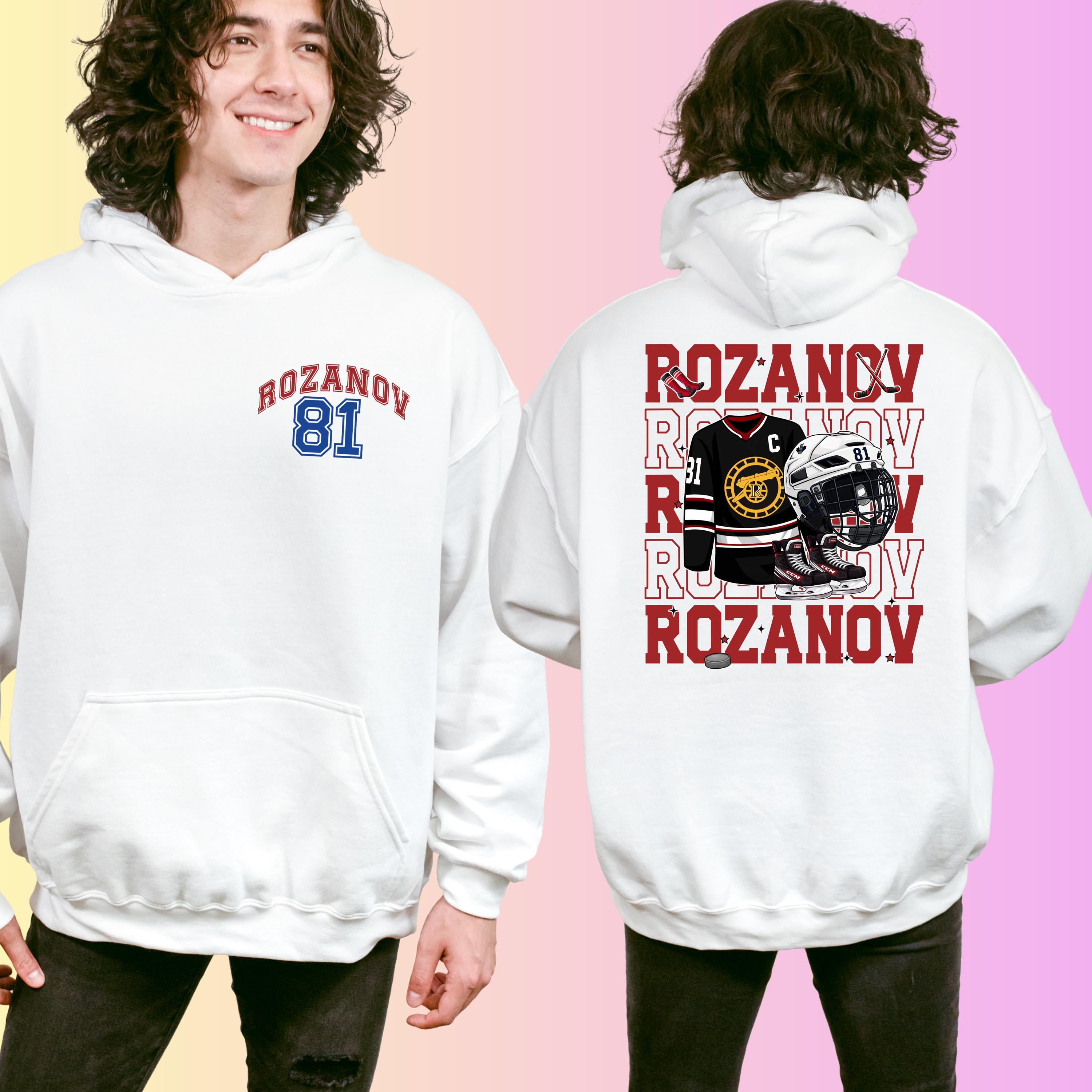 Rozanov 81 Hockey Hoodie | Hockey Fan Hood | Heated Rivalry | Unisex Inclusive sizing