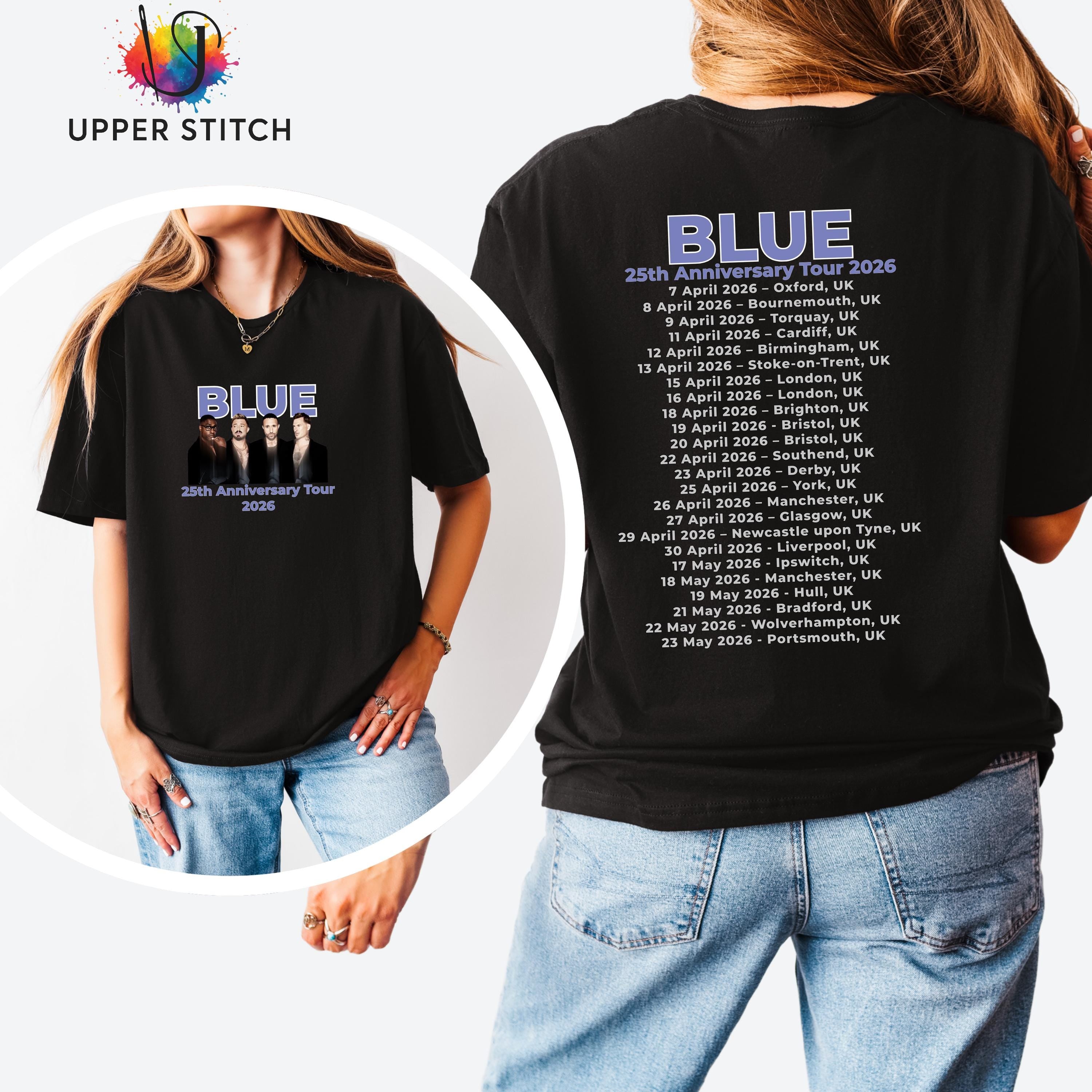 Blue 25th Anniversary Tour T-Shirt | Retro Boy Band Concert Tee